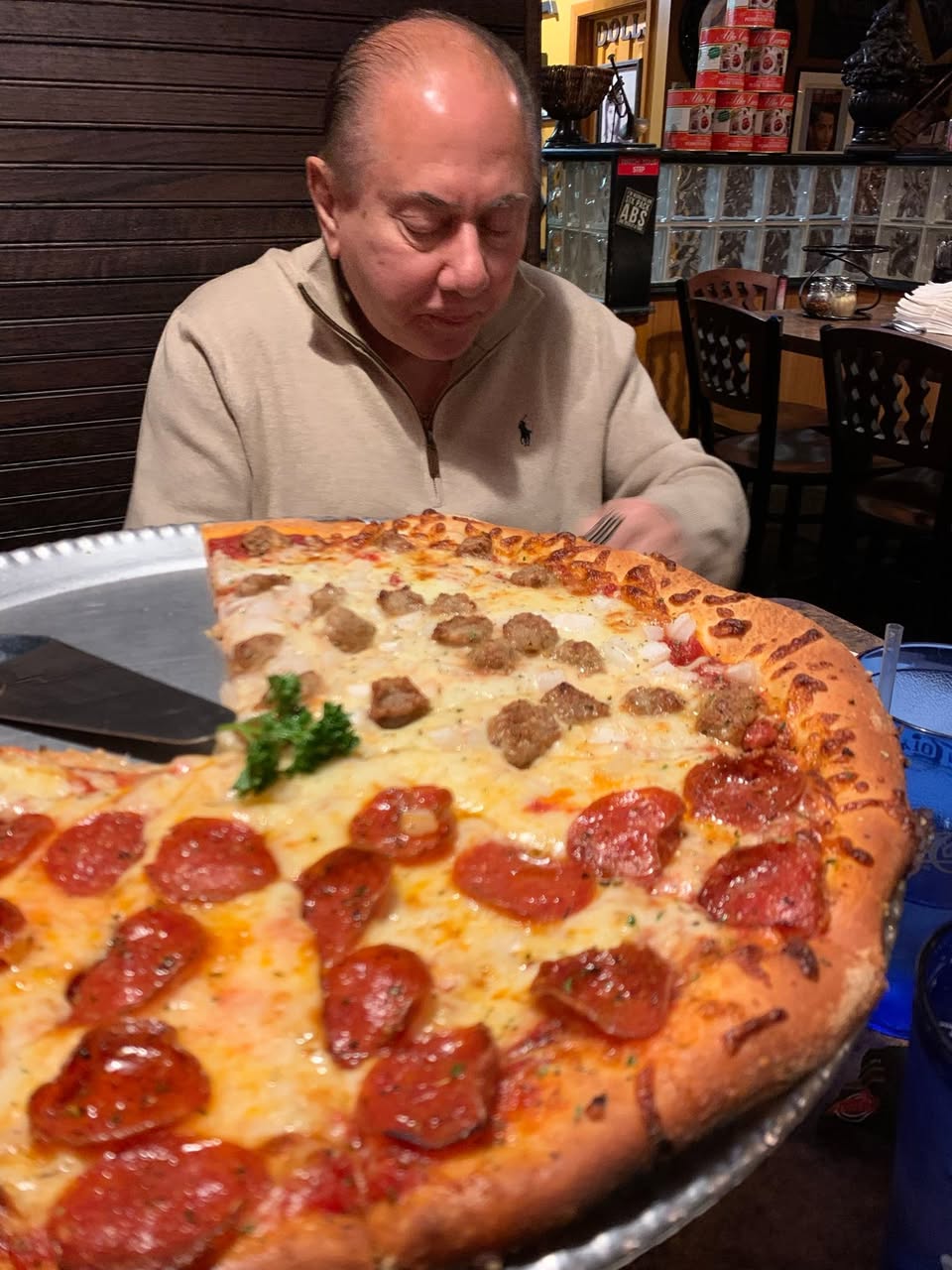 Half sausage half pepperoni pizza